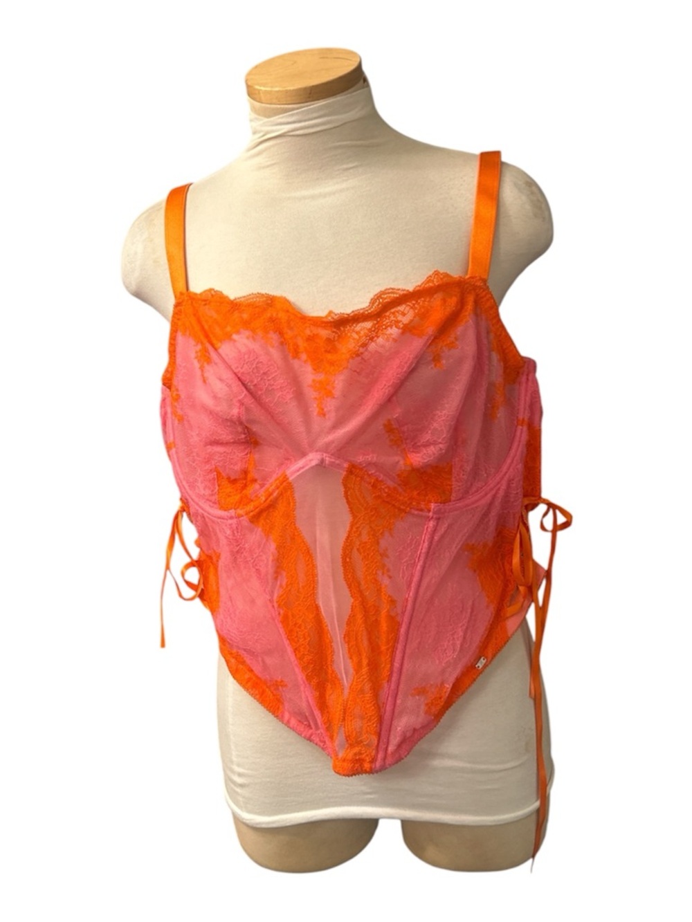 Savage X Fenty  Pink & Orange Lace Bustier Plus Size Size 3XL New with tags